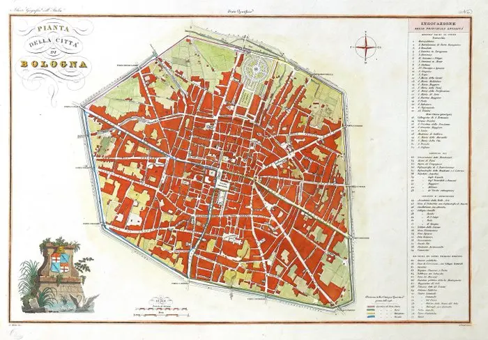 Italy - Bologna; Zuccagni Orlandini - Pianta della Città di Bologna - 1821-1850