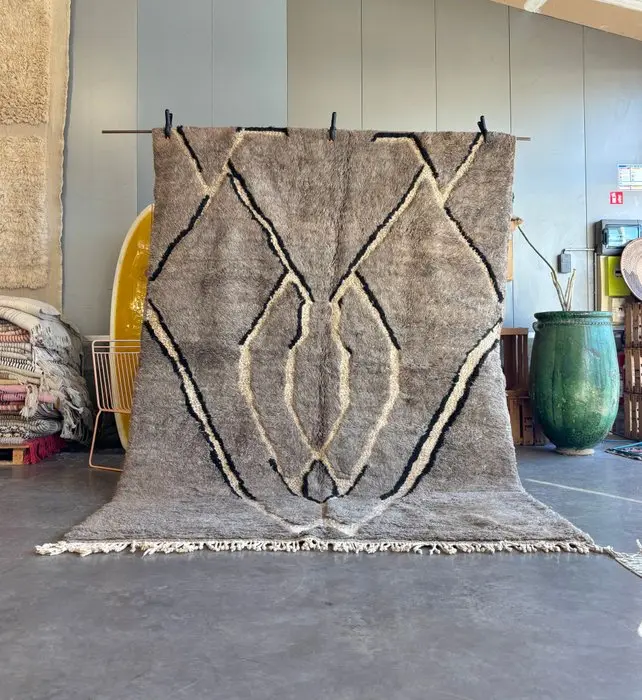 Contemporary Hand-Knotted Mrirt Wool Rug Moroccan Carpet...
