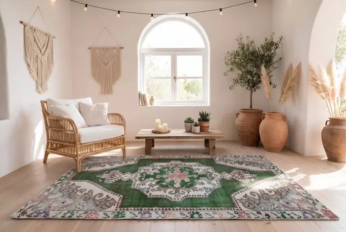 Green vintage - Rug - 220 cm - 130 cm - √ handmade √ certificate