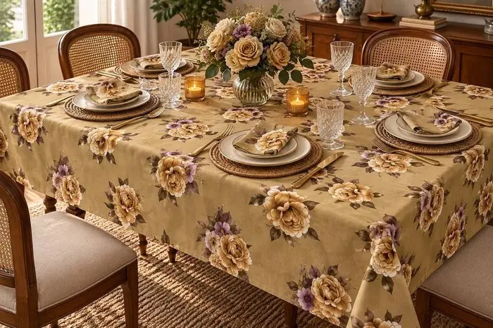 Tovaglia shabby chic fantasia floreale nei toni pastello...