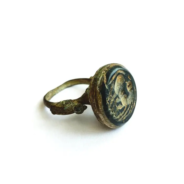 Silk Road,Central Asia Silver and Agate Silver Ring with...