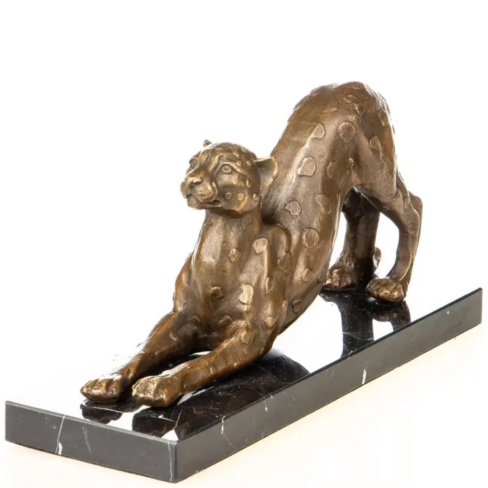 Figure - Bronzefigur Leopard - Bronze, Marble