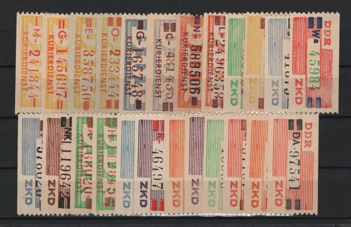 GDR 1958/1960 - ZKD - Value-strip billets complete with partly improved letters