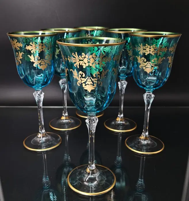 Artemisia - Drinking set (6) - Melody - Crystal, Gold zecchino