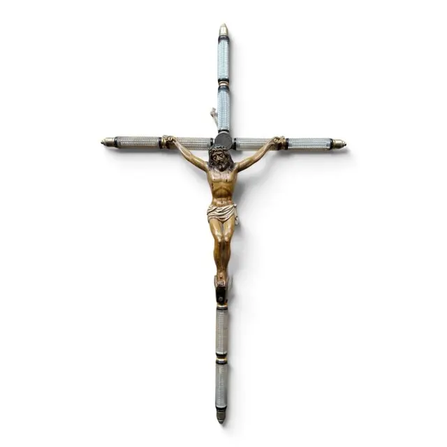 Napoleon III Crucifix - Glass, Brass, Spelter - 1850-1900