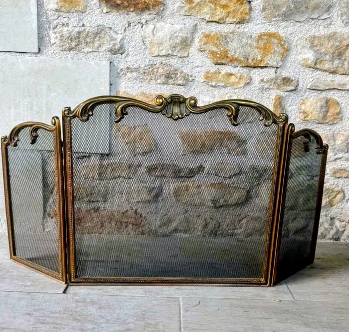 Fireplace accessory - Brass - Louis XV Style Firewall