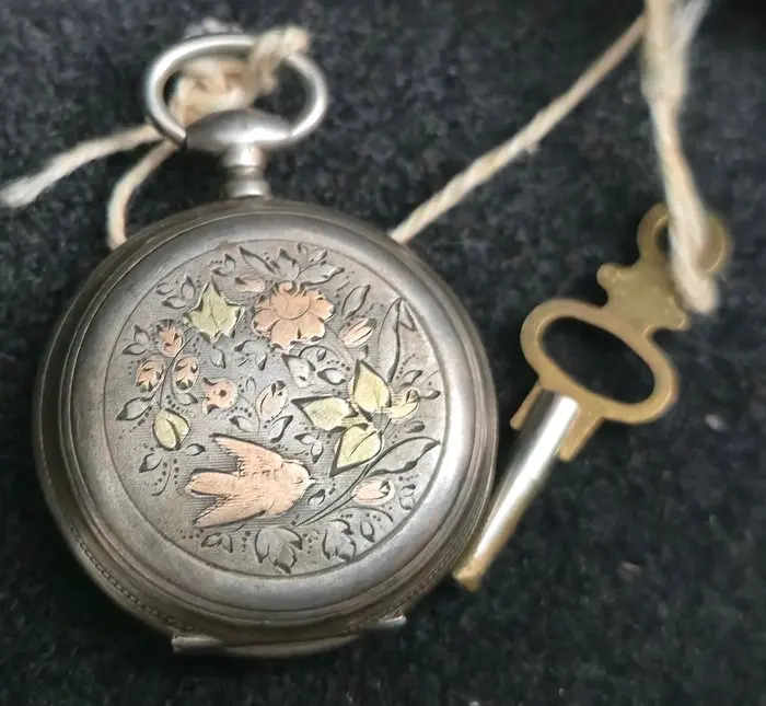 Reloj de bolsillo antiguo - pocket watch plata maciza solid silver - 1900-1949