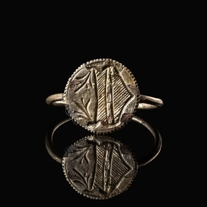 Medieval Silver Seal Ring with Merchant's Mark