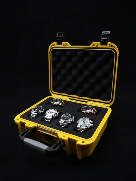 Indestructible Watch Suitcase for 6 Watches - Yellow...