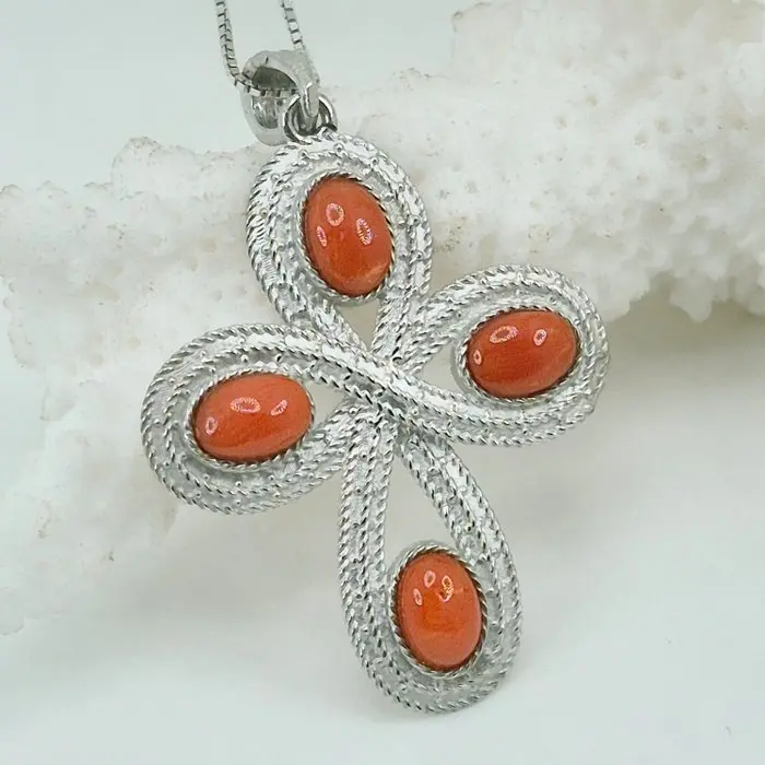 Coral - Silver, No Reserve - Necklace with pendant - CORALLO MEDITERRANEO