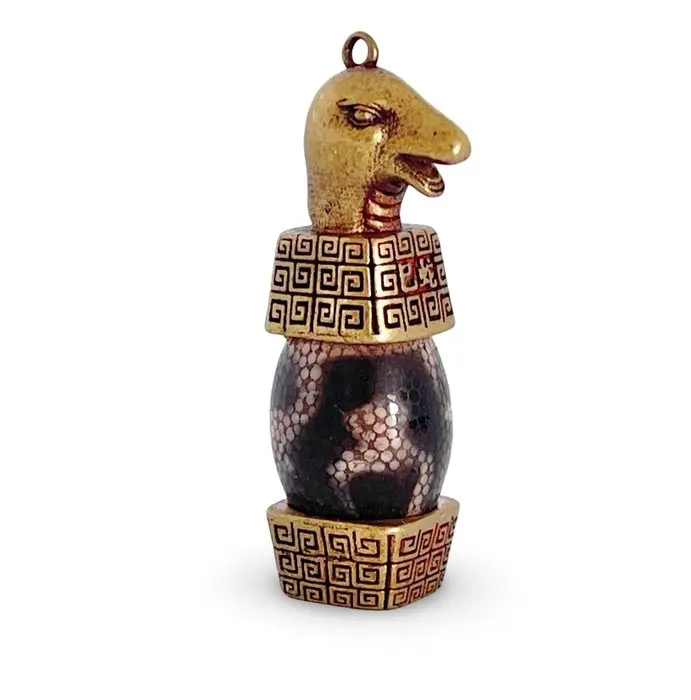 Tibetan amulet with a magnificent DZI bead, Chinese zodiac: Snake- 19 g