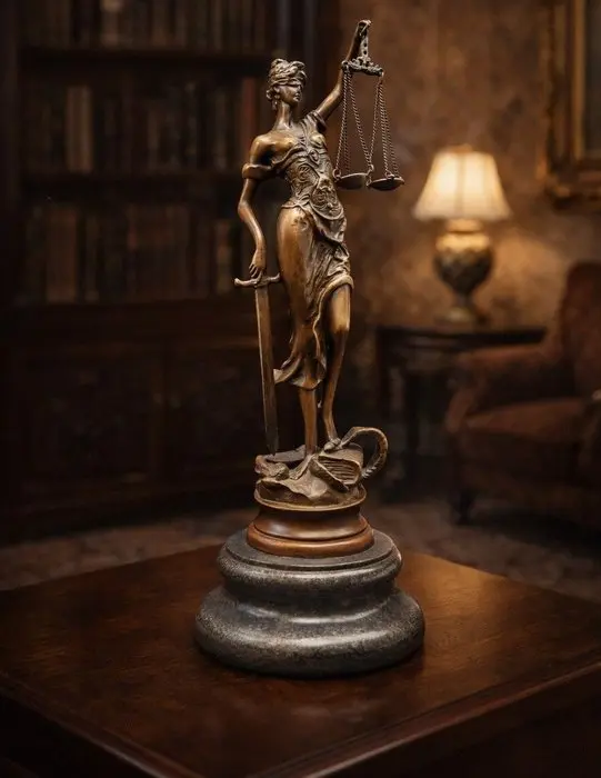 Statue, Bronze: Lady Justice - 23.5 cm - Bronze, Marble - 2026