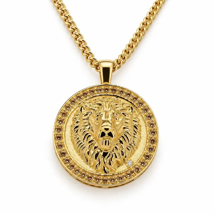 No reserve price - Necklace Gold-plated Citrine - Diamond - 18K Gold Plated