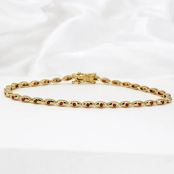 No reserve price - Bracelet Gold-plated Ruby - Diamond - 18K Gold Plated