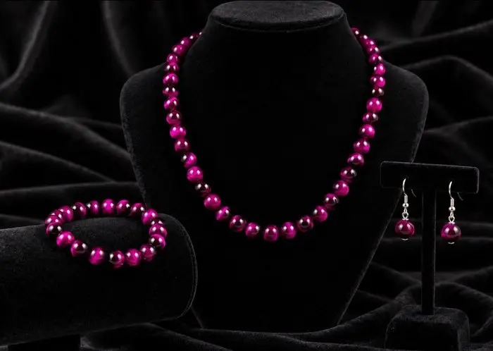 Elegant Pink Tiger Eye Jewellery Set – Necklace