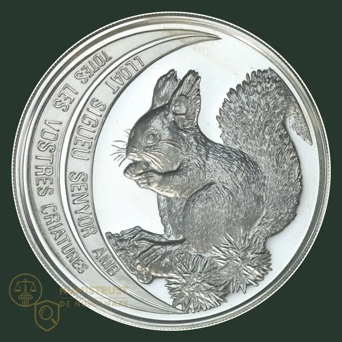 Andorra. 10 Dinar 1992 "Wildlife Red squirrel" (No reserve price)