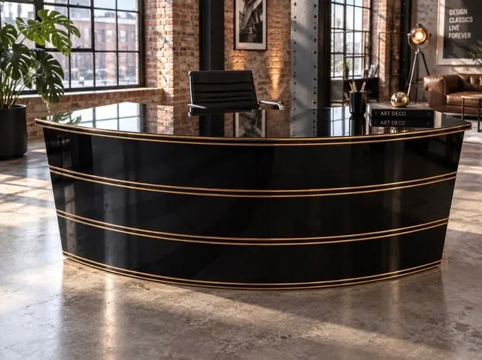Desk - Wood - Art Deco-style desk, black lacquered.
