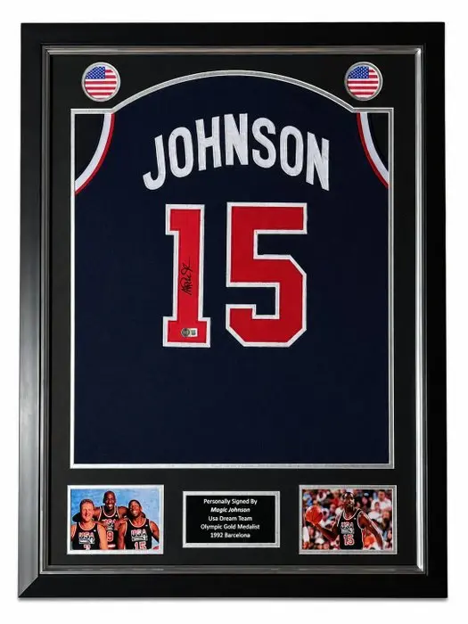 Team USA - NBA - Magic Johnson Singed - Premium Frame - NBA Custom Jersey