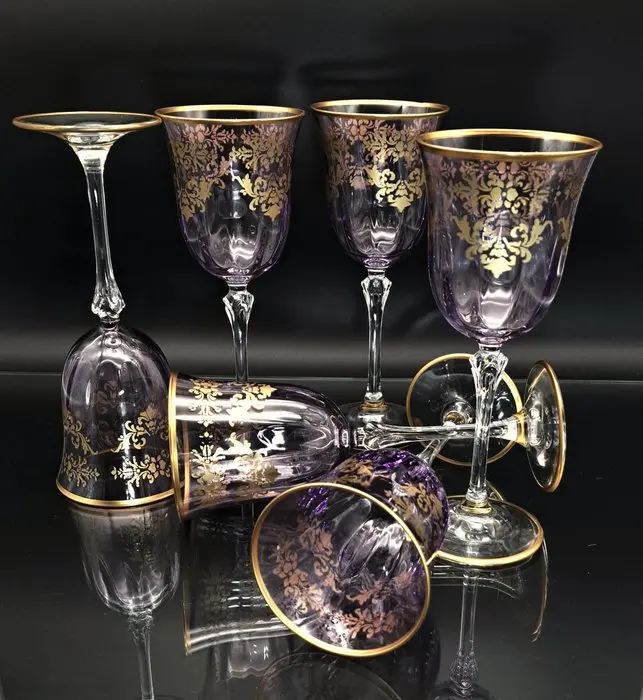 Artemisia - Drinking set (6) - Melody - Crystal, Gold zecchino