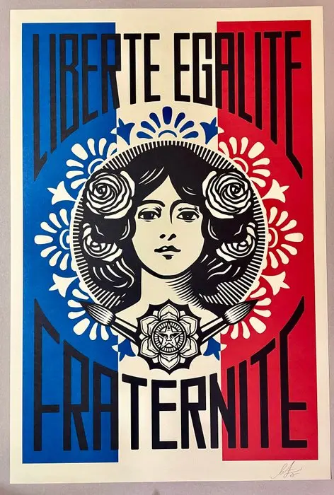 Shepard Fairey (OBEY) - "Liberté, Egalité, Fraternité" (2015) Signed