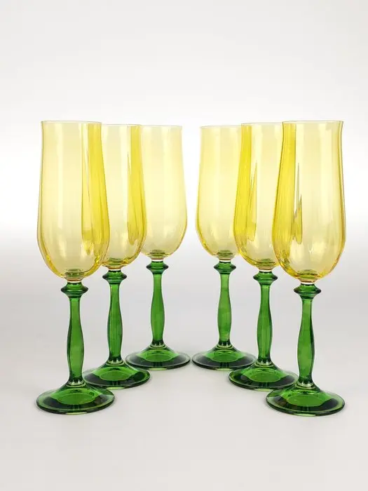 Secoloventesimo - Champagne flute (6) - The Yellow Flowers - Enamel