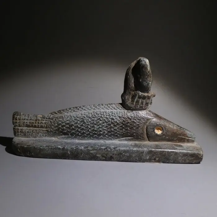 Ancient Egyptian Schist God Oxyrhynchos Fish