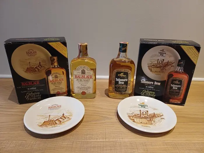Balblair 5yo + Tullamore Dew - Plate Edition - b. 1980s - 75cl - 2 bottles