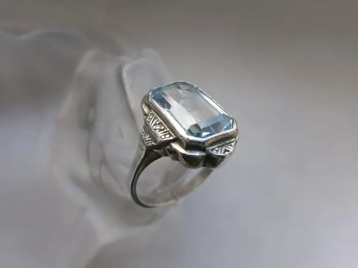 Silver, Spinel - Ring - Art Deco