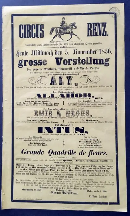 Circus Renz. - Grosse Vorstellung der höheren Reitkunst - 1856