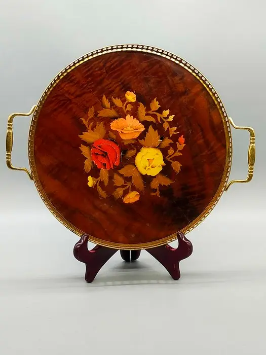 S. & M. Mazzarella Baden-Baden – Antikes Tablett Intarsien - Platter - Wood