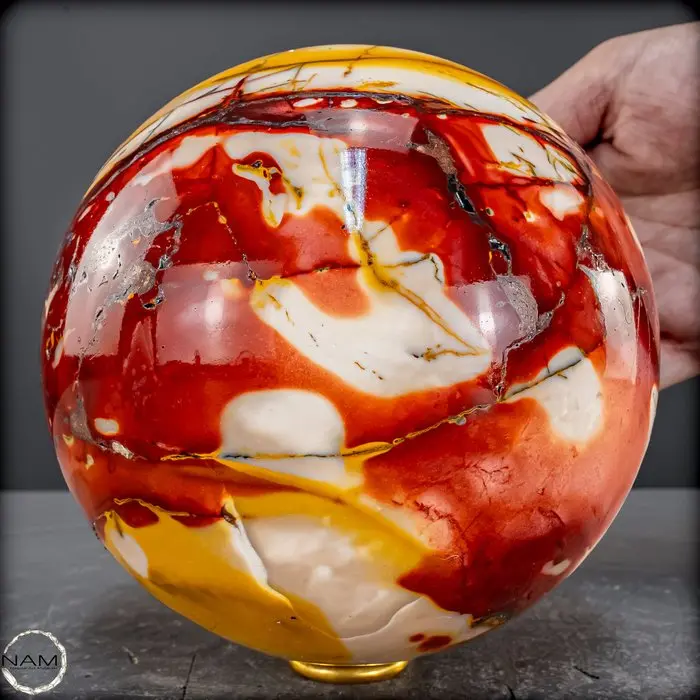 Fascinating Mookaite Sphere with vibrant color variety- 2947.63 g