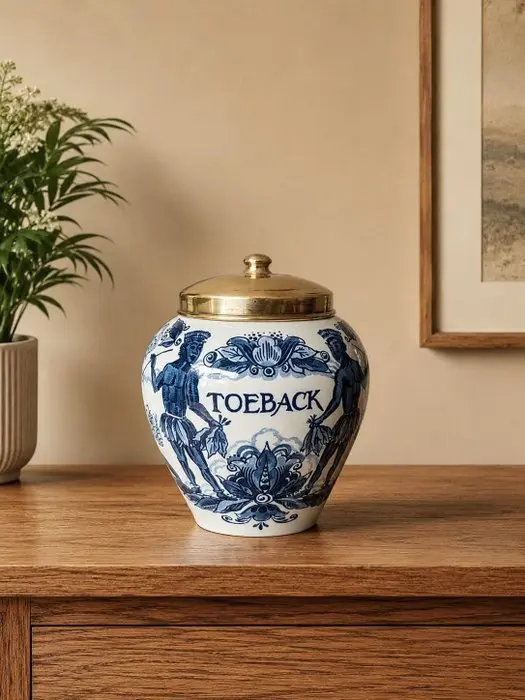 Goedewaagen - Tobacco jar - Delftware, Brass - TOEBACK