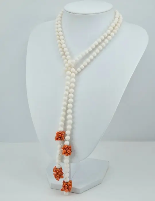 Silver Necklace - White Coral