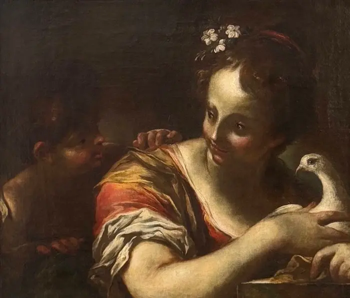 Scuola Bolognese (XVII), Ambito di Cignani - Venere con Amore e la colomba