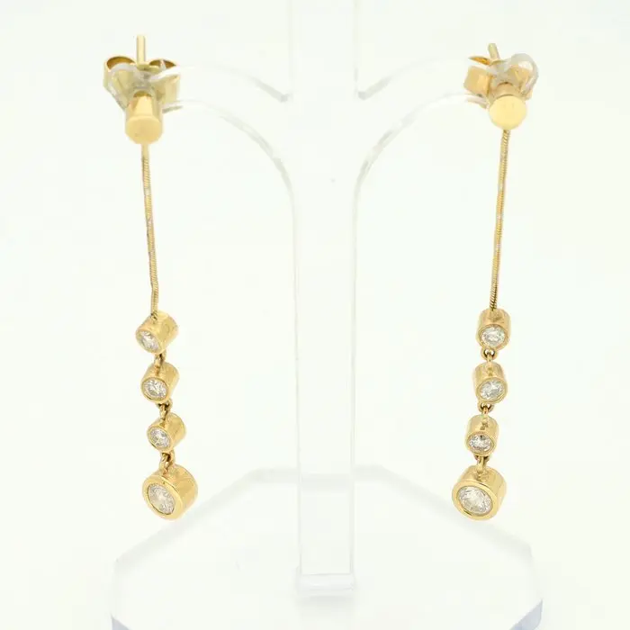 Earrings - 14 kt. Yellow gold Diamond (Natural)