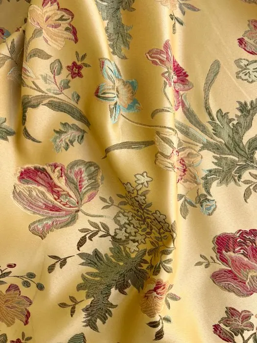 San Leucio damask fabric in cornflower gold - Textile - 2.8 m - 1 m