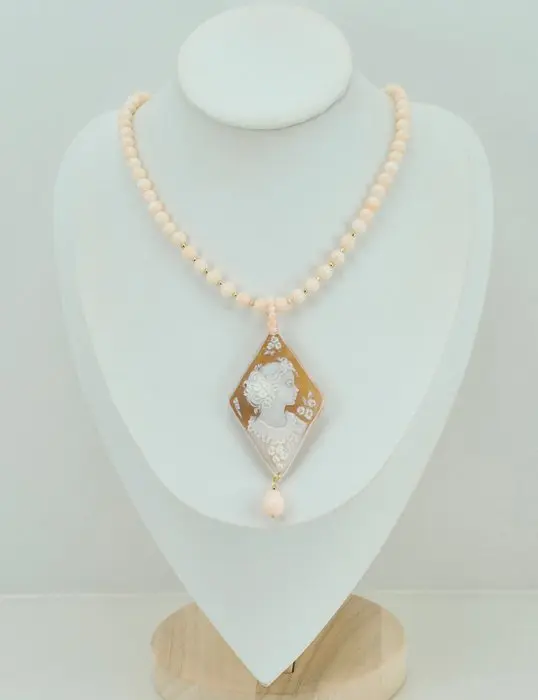 Silver, Gold-plated Necklace - PINK CORAL