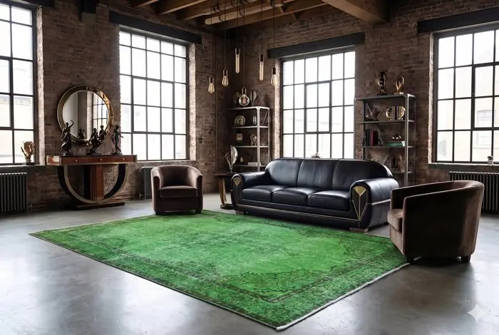 Green vintage - Rug - 275 cm - 175 cm - with certificate