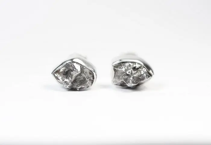2 × stud earrings Meteorite Campo del Cielo / new 925