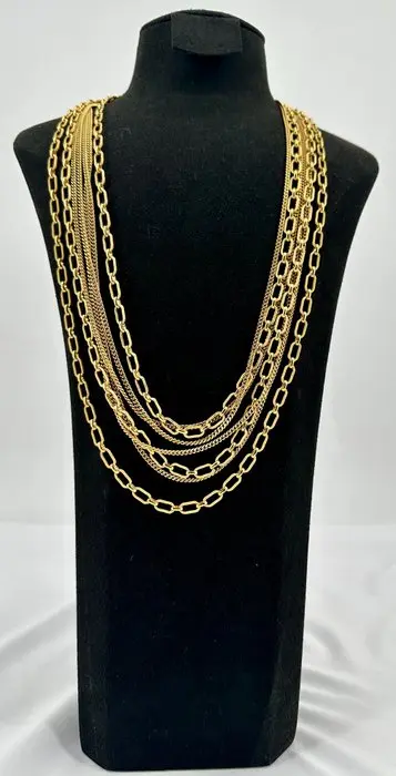Monet - Multi-Strand Statement Necklace - Gold Plated – 1970s - Necklace