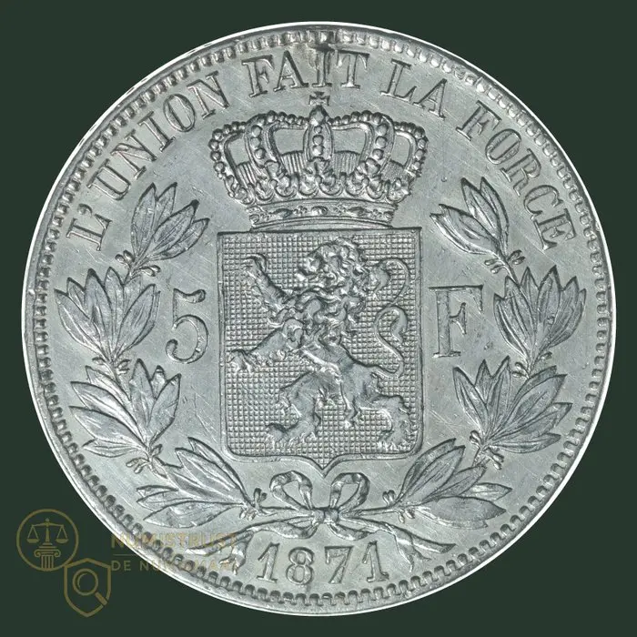 Belgium. Leopold II. 5 Francs 1871 (pos. A) (No reserve price)