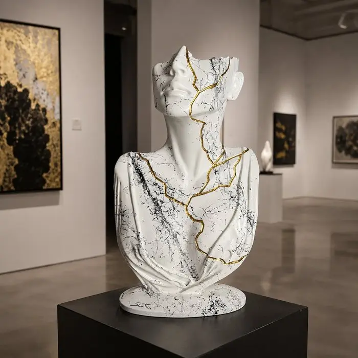 Santicri - Tired face (white and black marble)