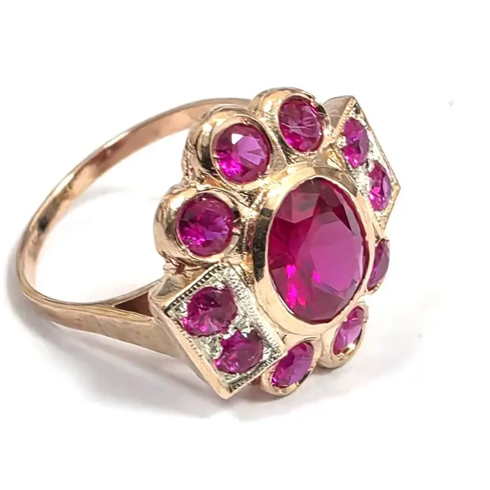 No reserve price - Ring - 9 kt. Rose gold, Silver Spinel - Spinel