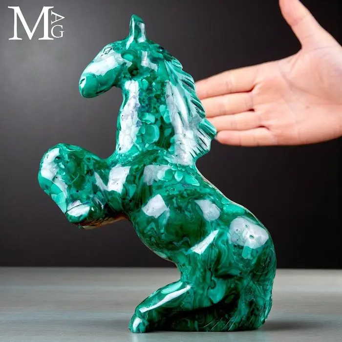 Exquisite Horse Carved - Natural Malachite A Dynamic...