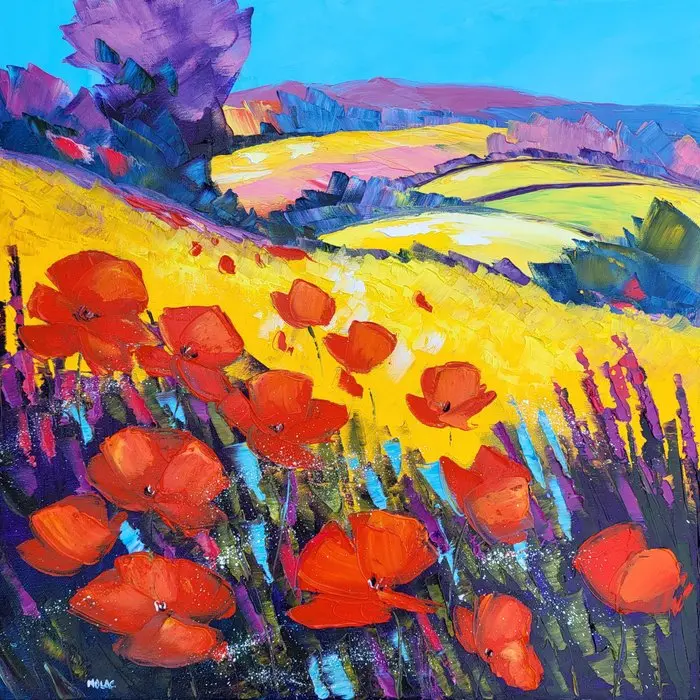 NOLAC - Coquelicots au pied du Ventoux
