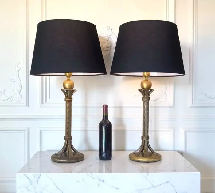 Lamp - Neoclassical style - Patinated brass and gold metal