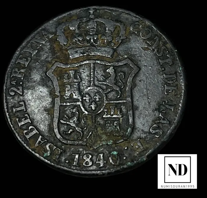 Spain. Isabel II. 3 cuartos 1840 - Barcelona (No reserve price)