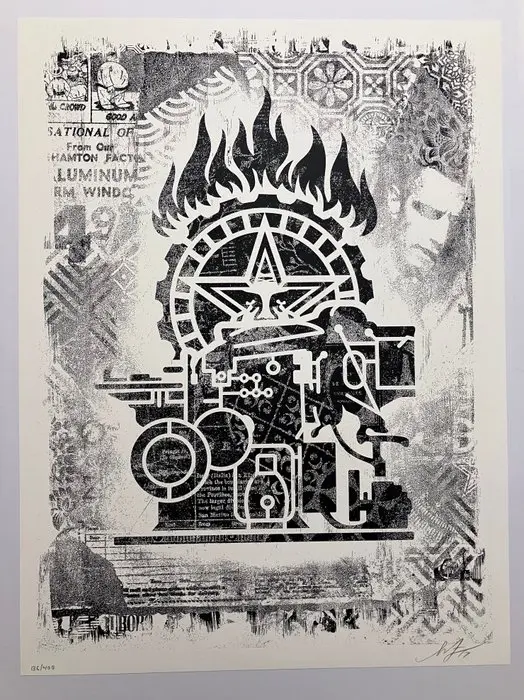 Shepard Fairey (OBEY) (1970) - Printing Press Stencil Series + Bonus Our Hands
