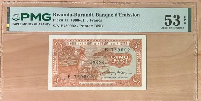 Rwanda-Burundi. - 5 Francs - 1961 - Pick 1a (No reserve price)