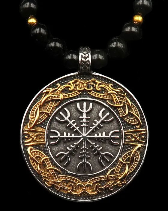 Viking Compass Vegvísir and Obsidian – Mastery of Destiny...